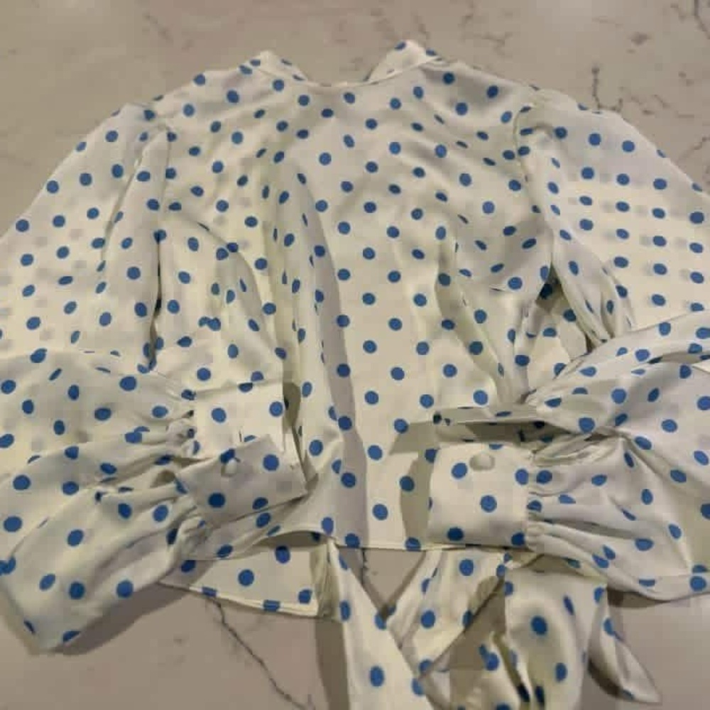 River Island White and Blue Polka Dot Top